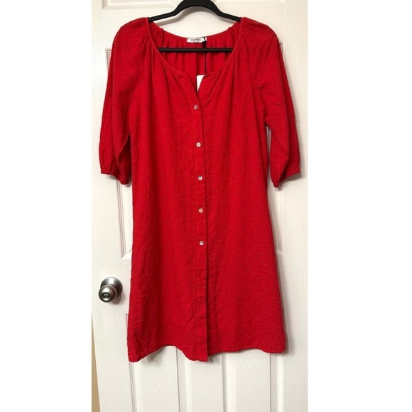 NWT Rosemarine Made in Italy 100%Cotton Eyelet Midi Dress 3/4 Sleeve Siz… - Picture 3 of 16